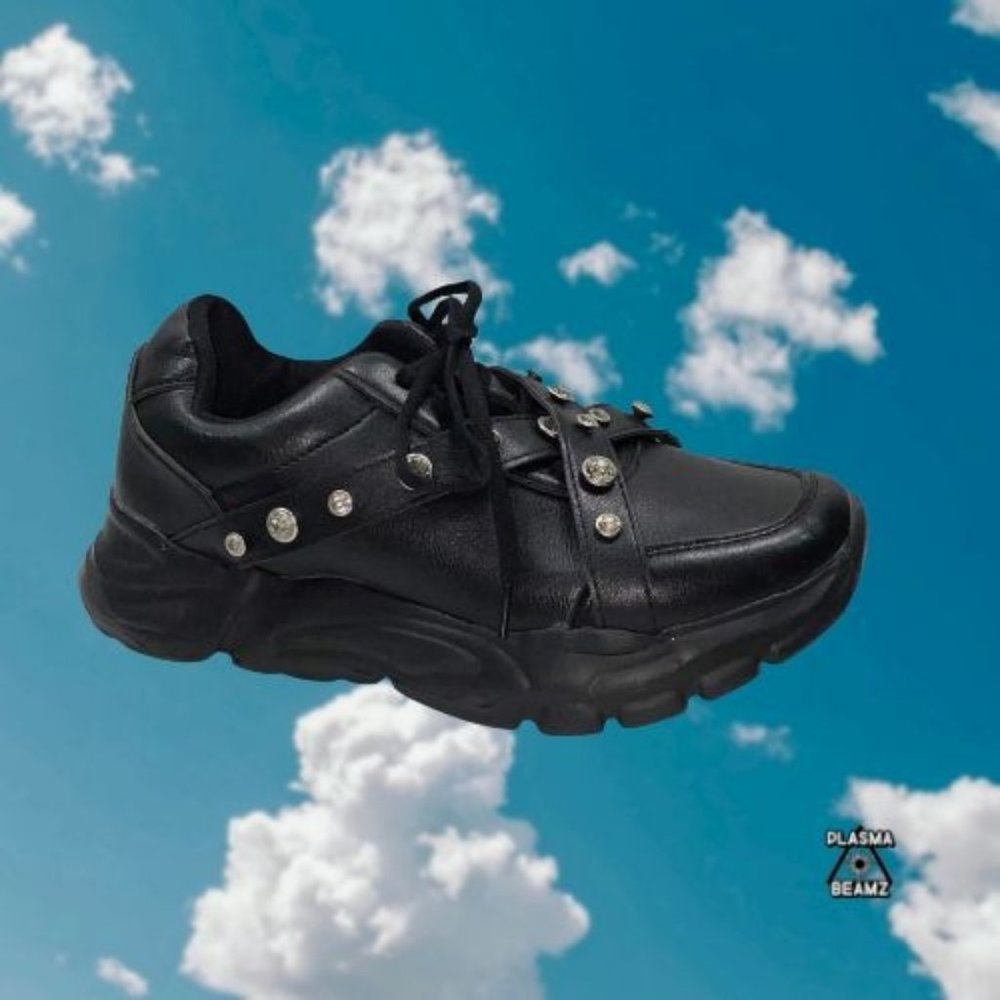 epicstep Black on Black Rhinestone Dad Sneakers 11